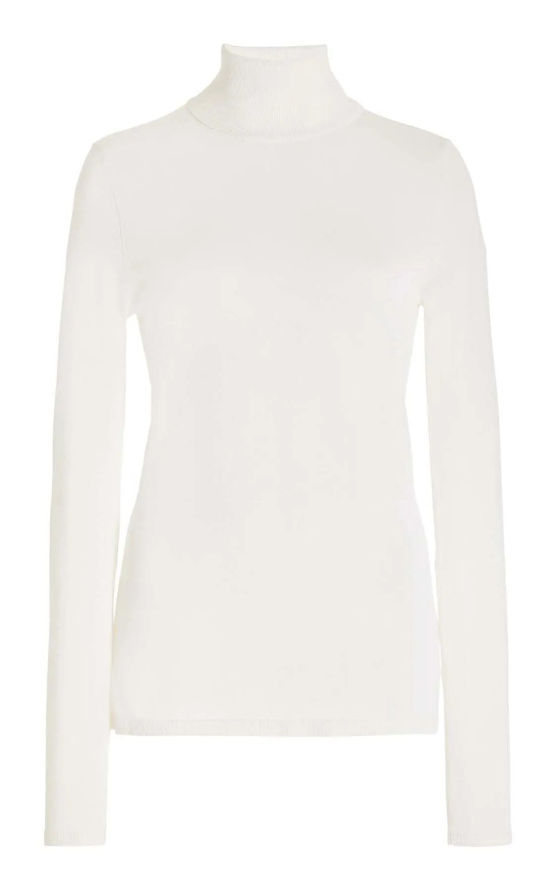 May Knit Turtleneck in Ivory Merino Wool Cashmere