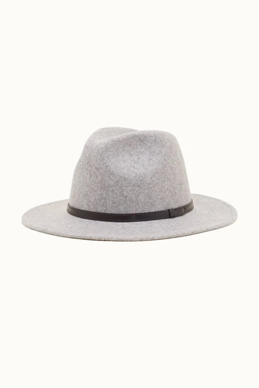 Olive & Pique - GARRISON - 100% Wool Felt Heather Gray Rancher, Vivid Hunter Green Satin Lining Hat