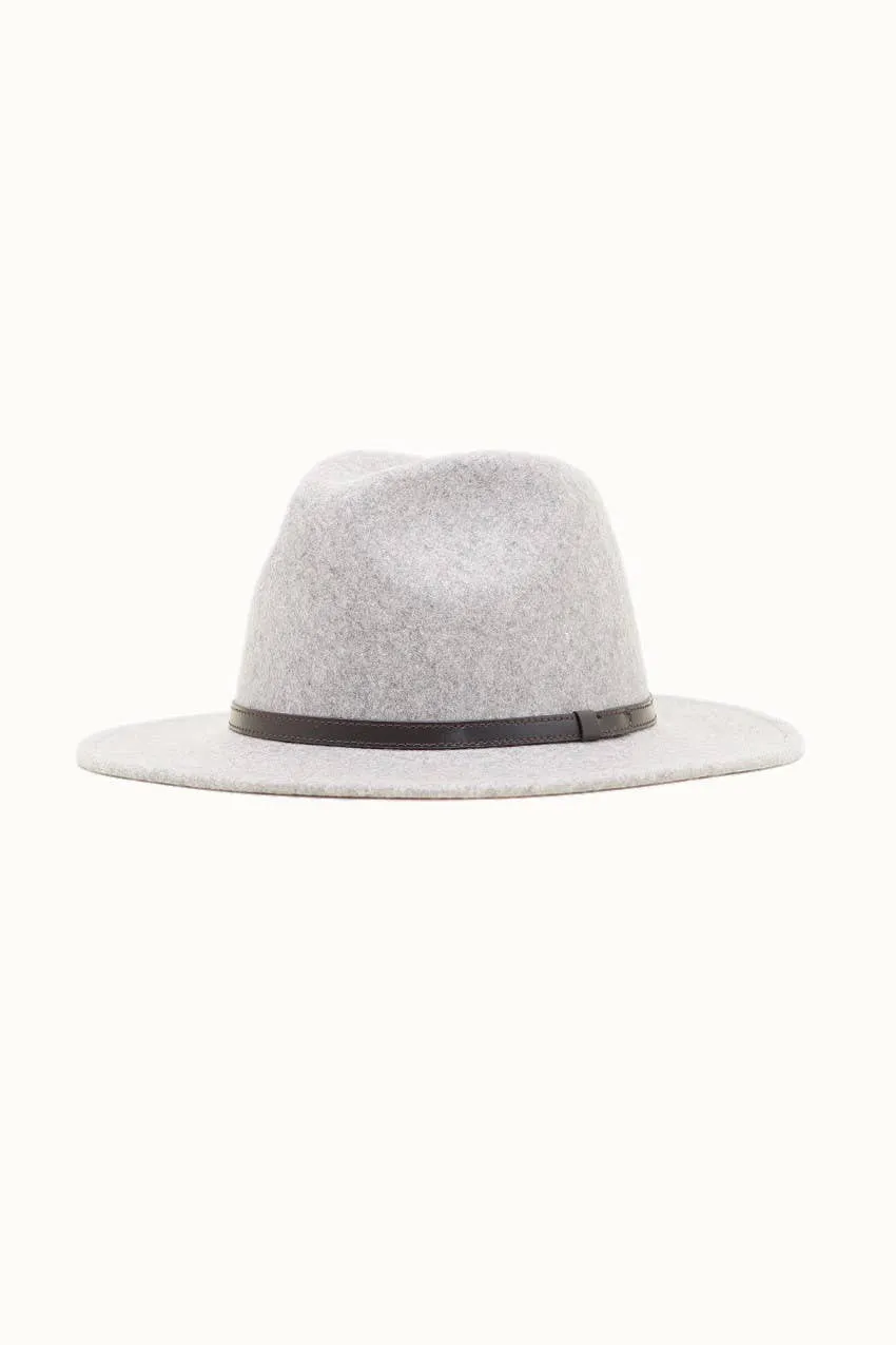 Olive & Pique - GARRISON - 100% Wool Felt Heather Gray Rancher, Vivid Hunter Green Satin Lining Hat