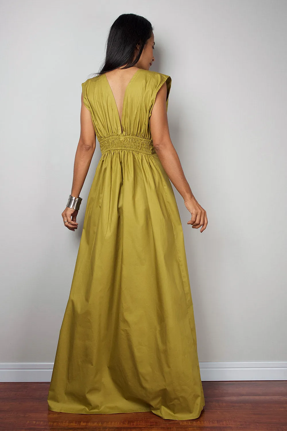 Olive Maxi Dress - Long Yellow Green dress : Oriental Secrets Collection II