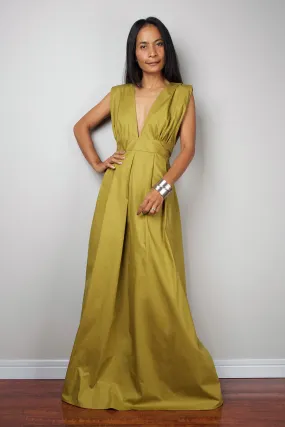 Olive Maxi Dress - Long Yellow Green dress : Oriental Secrets Collection II