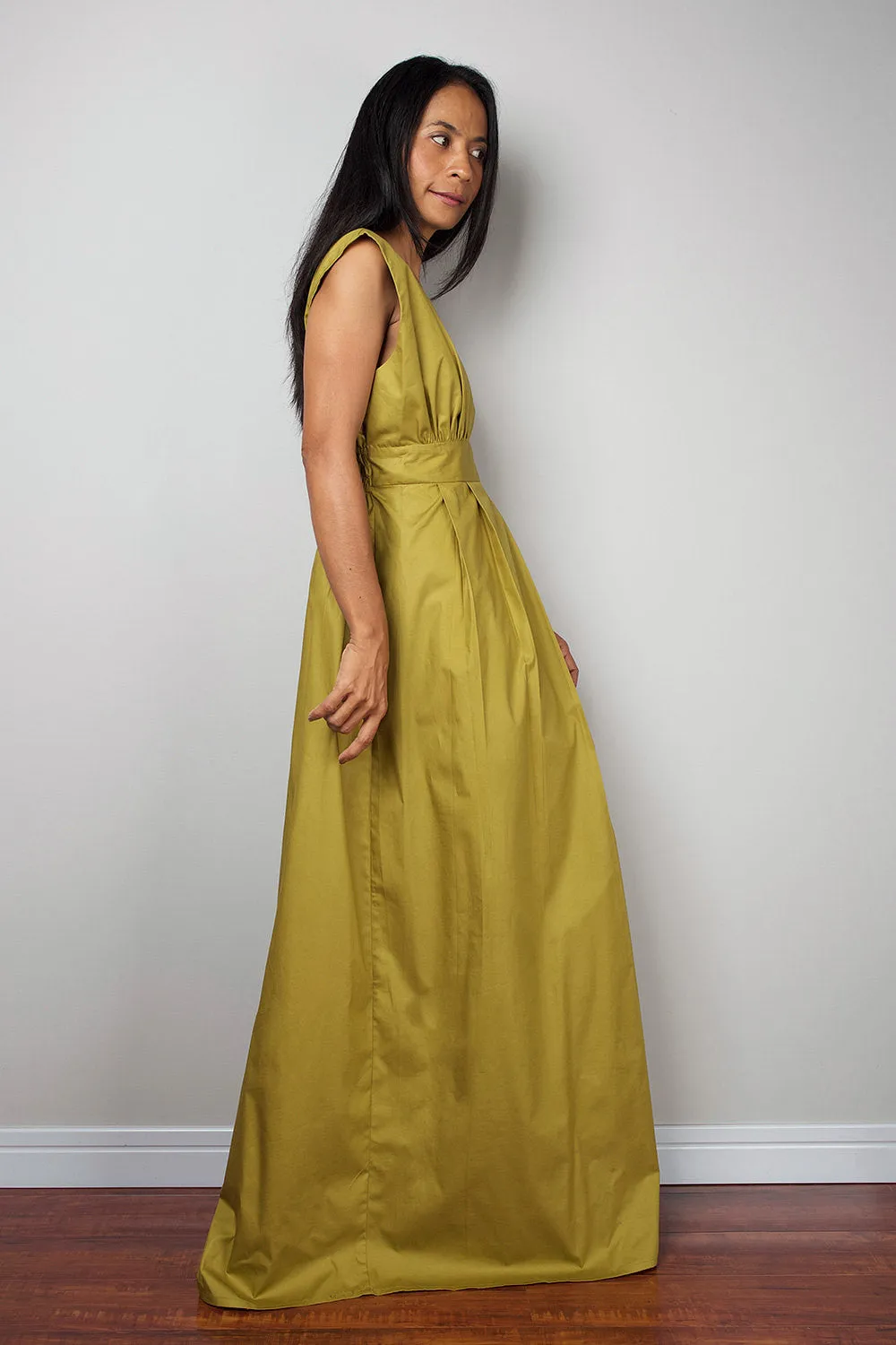 Olive Maxi Dress - Long Yellow Green dress : Oriental Secrets Collection II