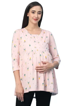 Organic Healthy Full Sleeves Maternity Top_ISML008-Pink Dogwood