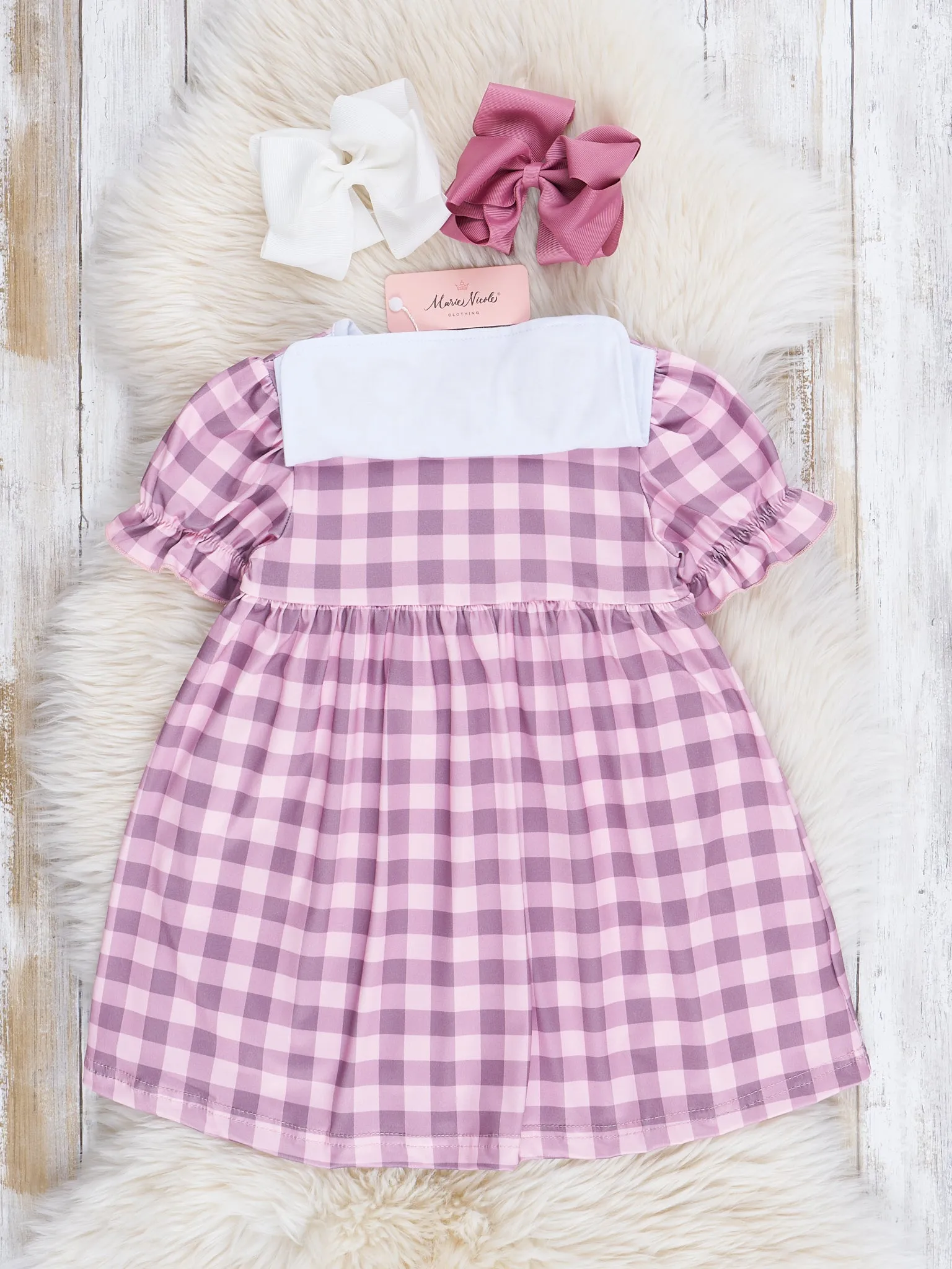 Pink & Mauve Gingham Farm Life Ruffle Dress