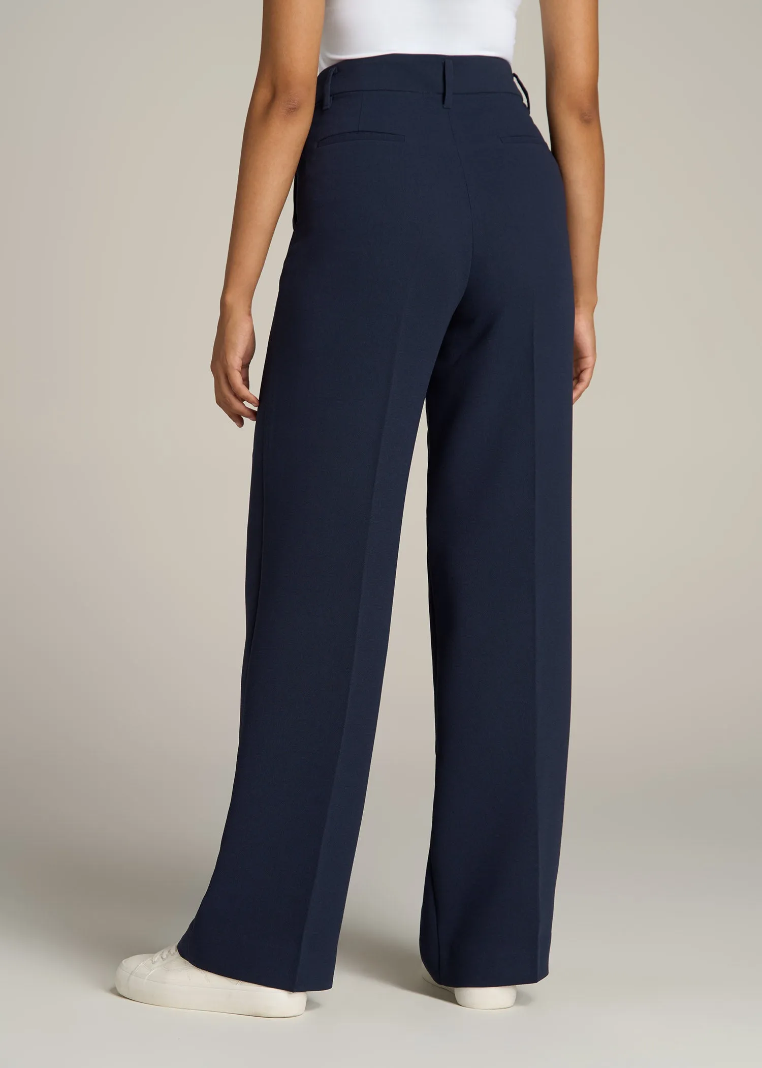 Pleated WIDE Leg Dress Pants for Tall Women in Navy