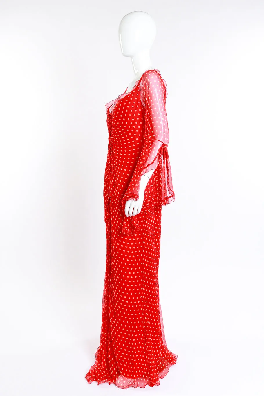 Polka Dot Silk Chiffon Gown