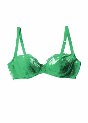 Poppy Flowers Demi Bra in Emerald Green