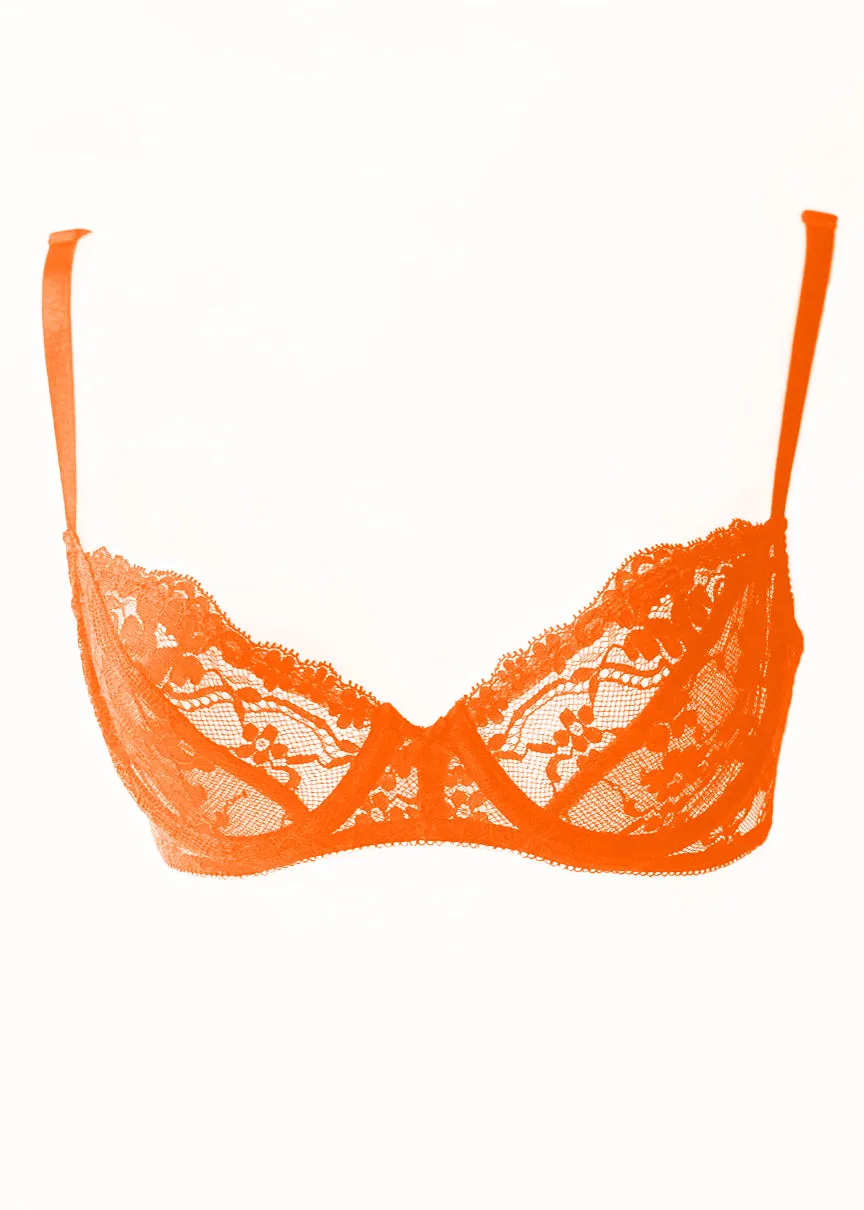 Poppy Flowers Demi Bra in Fluorescent Orange