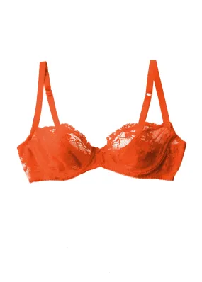 Poppy Flowers Demi Bra in Fluorescent Orange