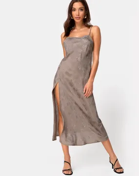 Quinty Dress in Satin Rose Silver Grey