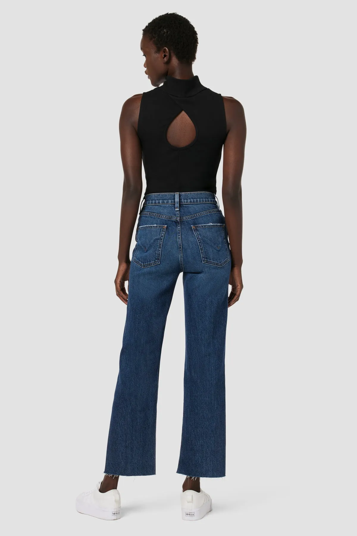 Remi High-Rise Straight Ankle Forward Seam Petite Jean w/ Slit Hem