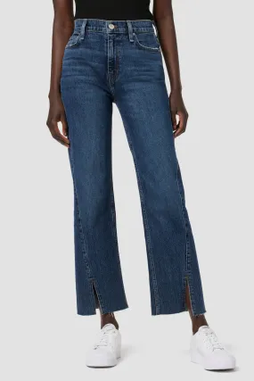 Remi High-Rise Straight Ankle Forward Seam Petite Jean w/ Slit Hem