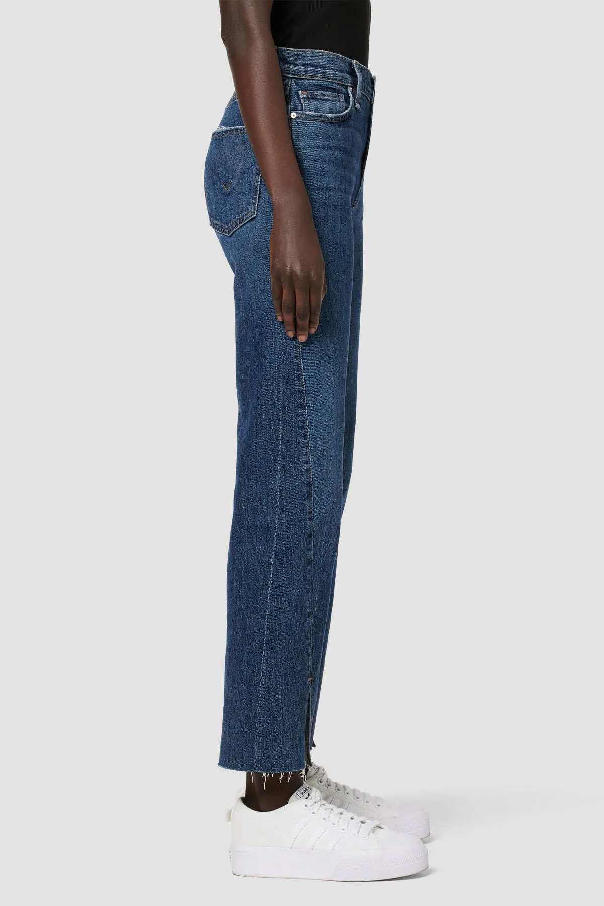 Remi High-Rise Straight Ankle Forward Seam Petite Jean w/ Slit Hem