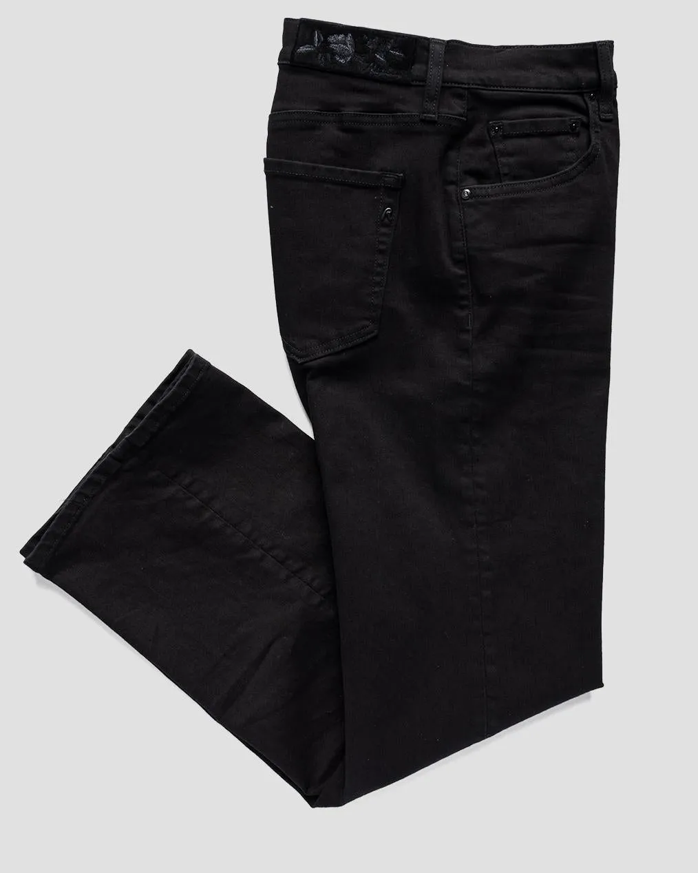 Replay Womens Reyne Rose Label Straight Fit Jeans - Black