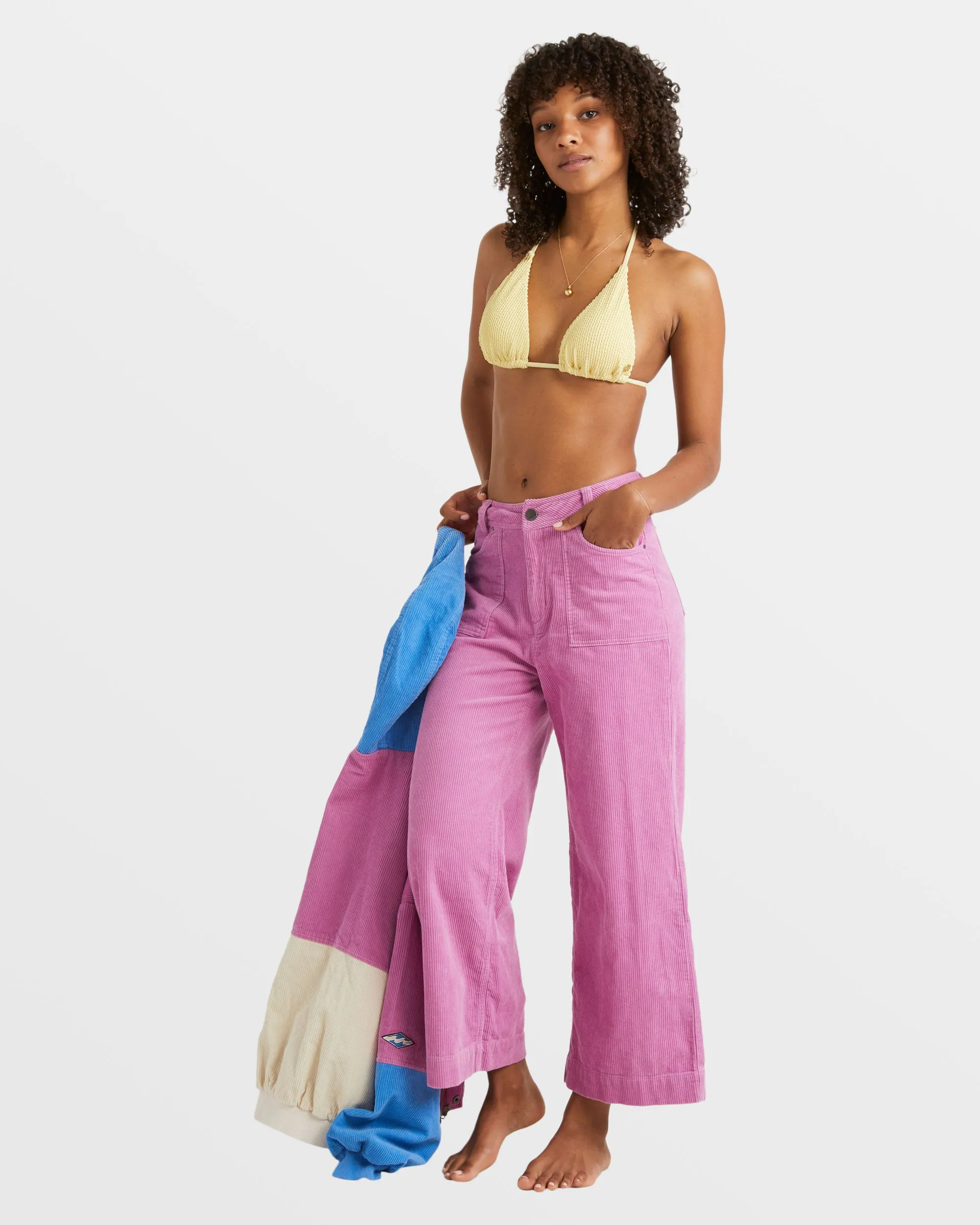 Sea Tone Wide Leg Corduroy Trousers - Dusty Rose