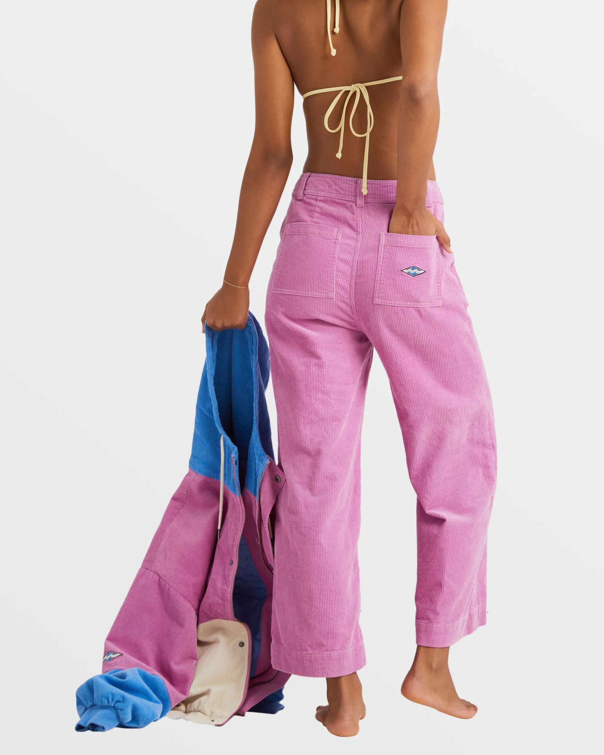 Sea Tone Wide Leg Corduroy Trousers - Dusty Rose