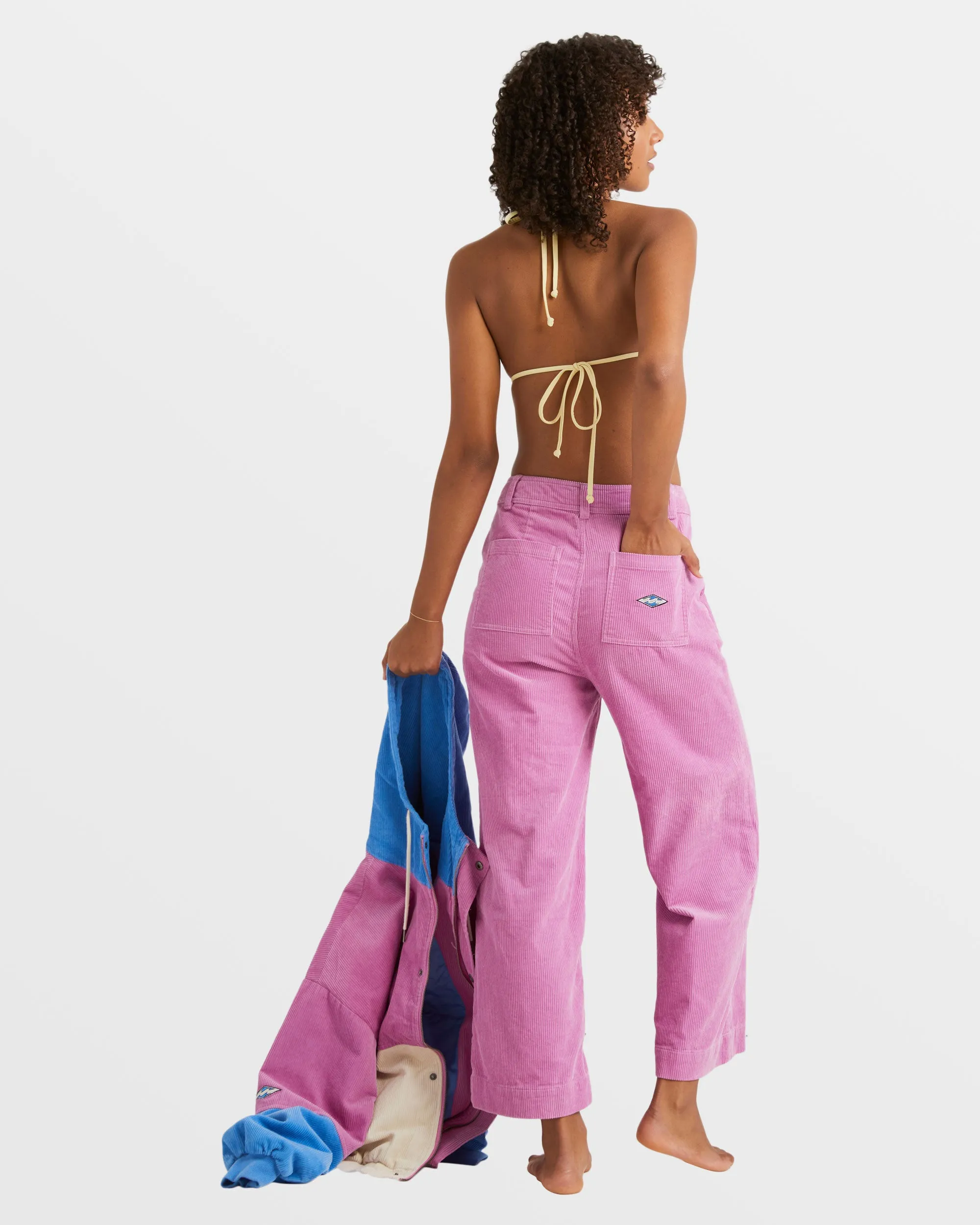 Sea Tone Wide Leg Corduroy Trousers - Dusty Rose