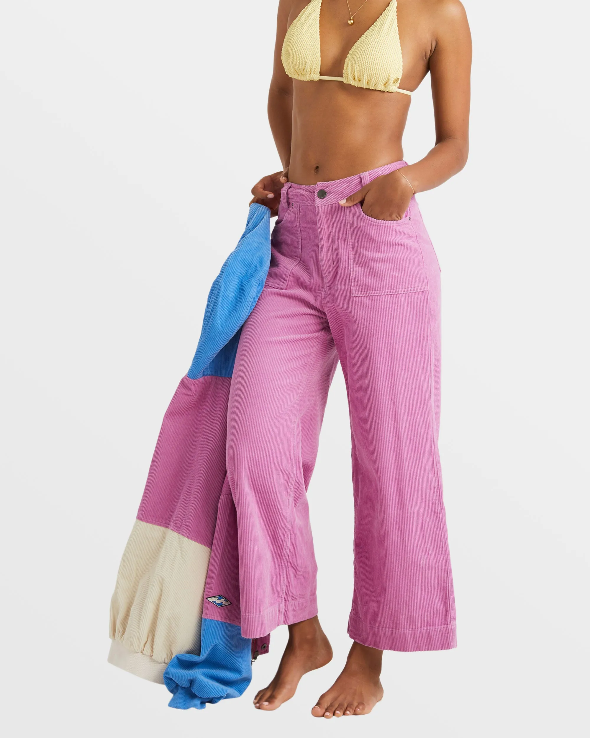 Sea Tone Wide Leg Corduroy Trousers - Dusty Rose