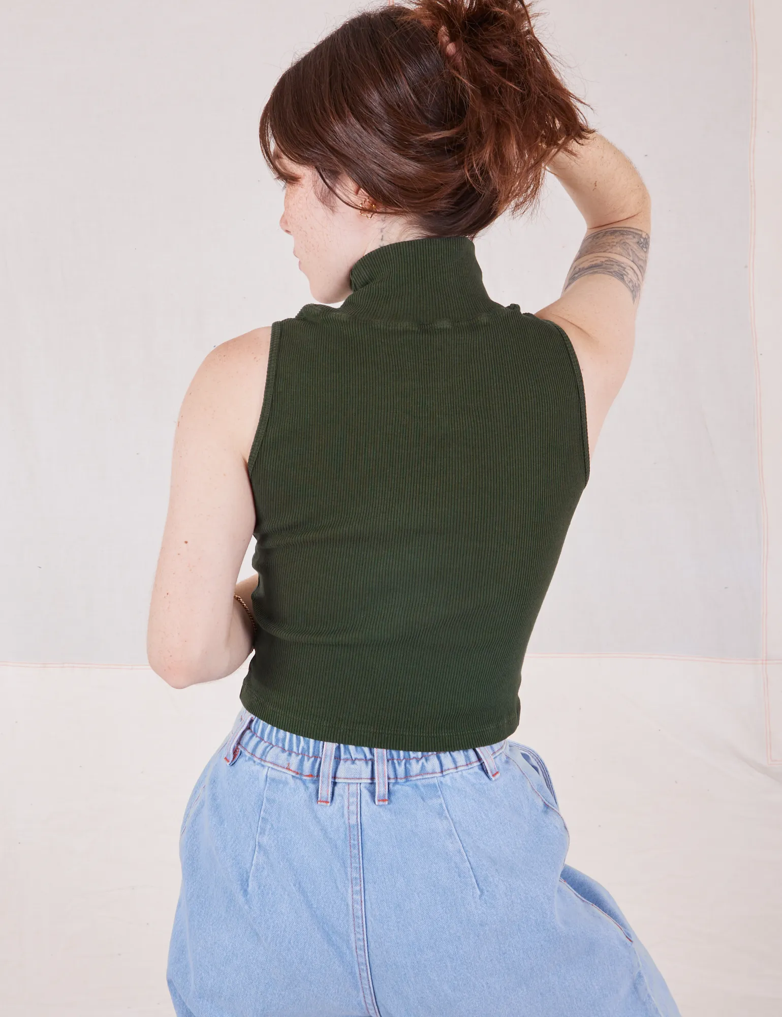 Sleeveless Essential Turtleneck - Swamp Green