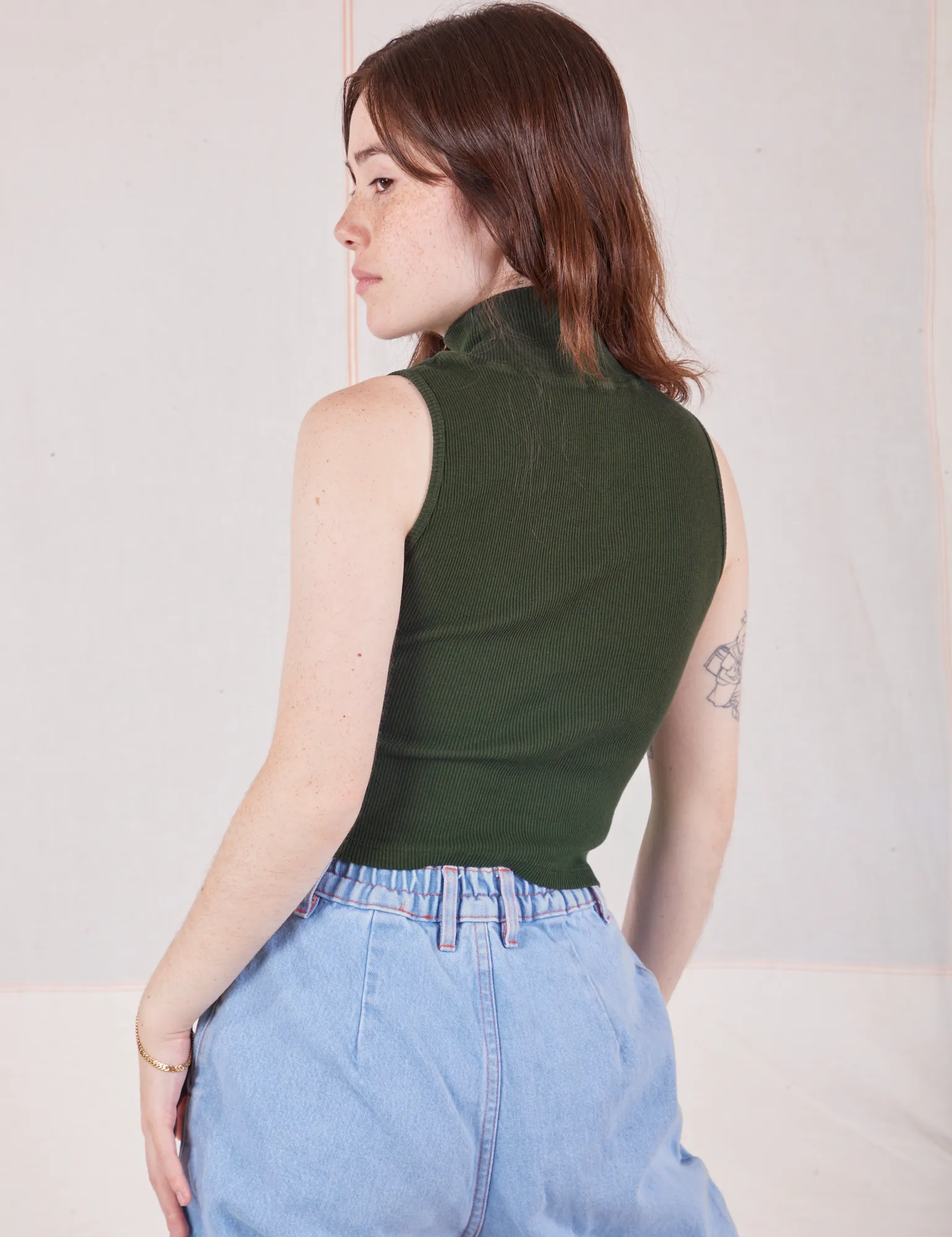 Sleeveless Essential Turtleneck - Swamp Green