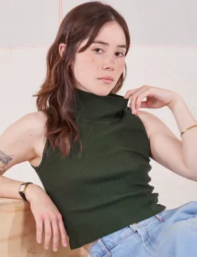 Sleeveless Essential Turtleneck - Swamp Green