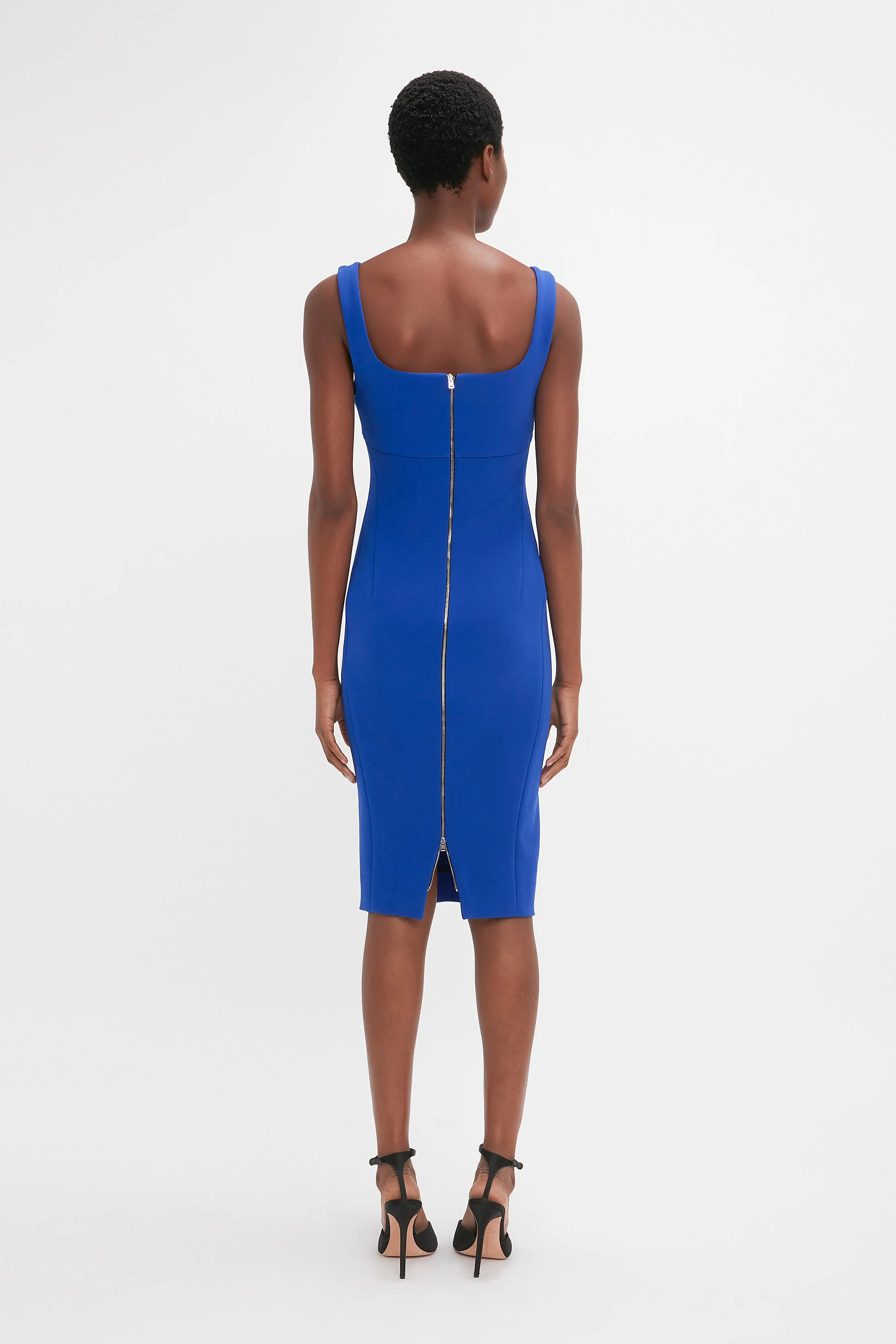 Sleeveless Fitted T-Shirt Dress In Palace Blue