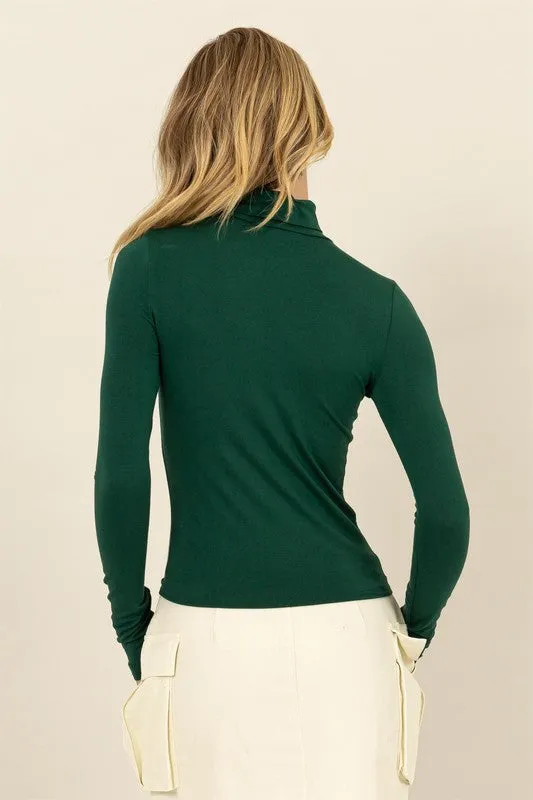 Slim-Fit Turtleneck Long Sleeve Top