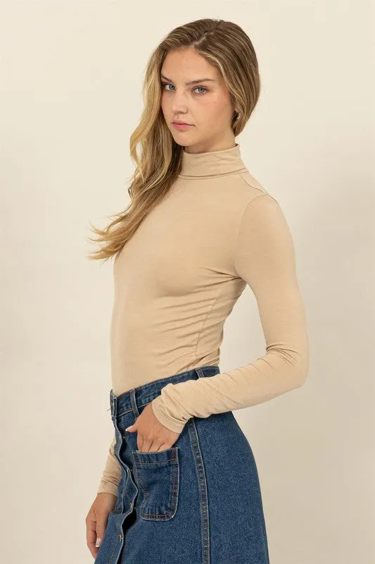 Slim-Fit Turtleneck Long Sleeve Top