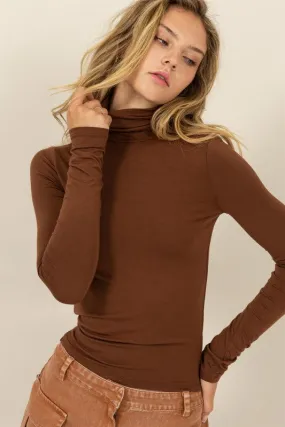 Slim-Fit Turtleneck Long Sleeve Top