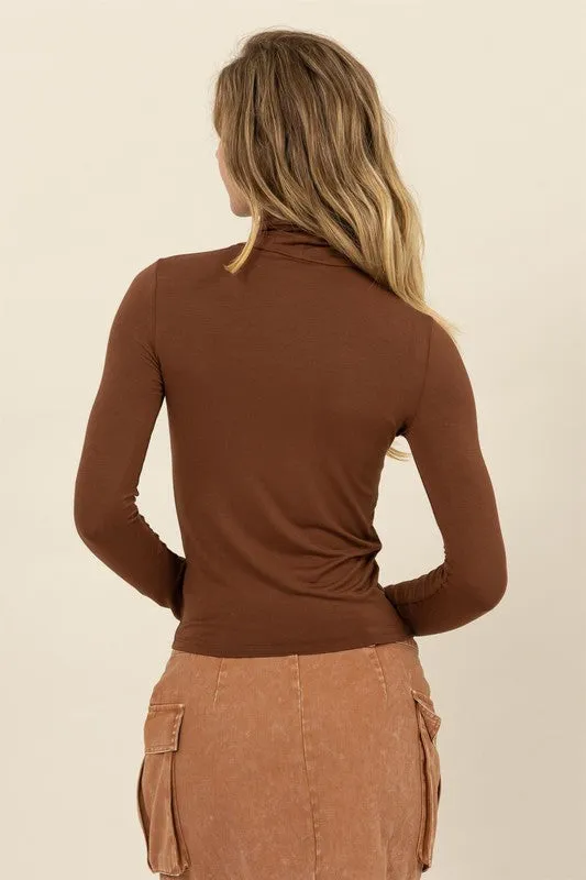 Slim-Fit Turtleneck Long Sleeve Top