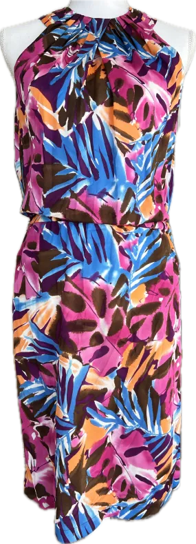 St. John Silk Watercolor Tropical Print Dress, 2