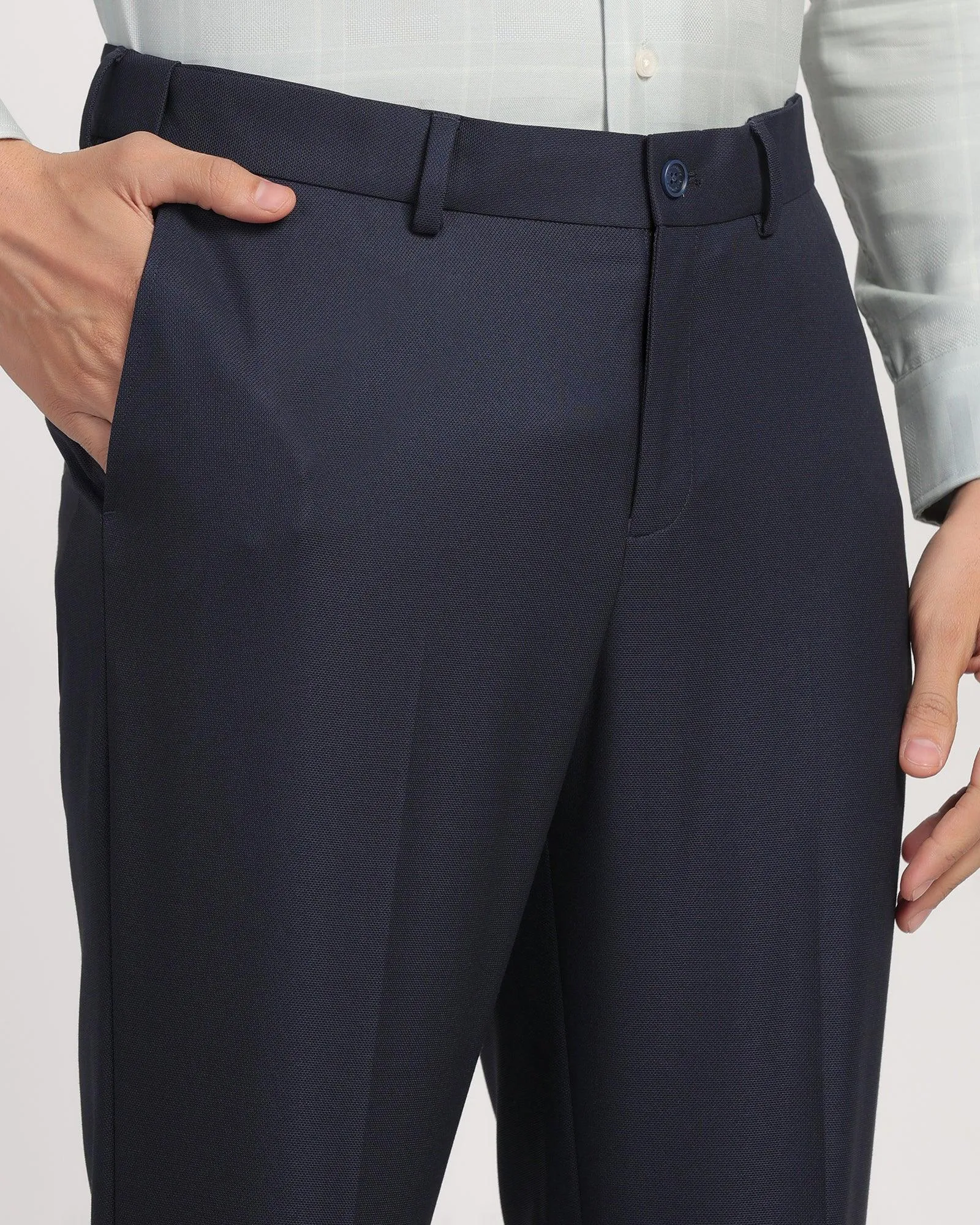 Straight B-90 Formal Blue Textured Trouser - Passion