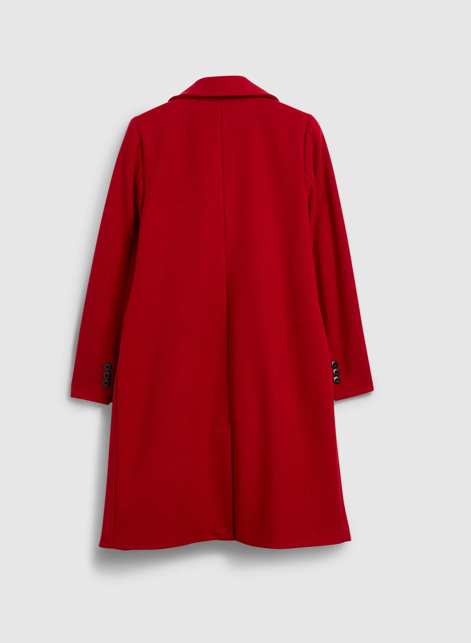 Stretch Wool Blend Long Coat