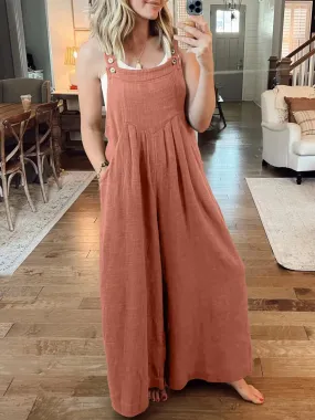 SUMMER SALE-PLUS SIZE WIDE-LEG OVERALL JUMPSUIT