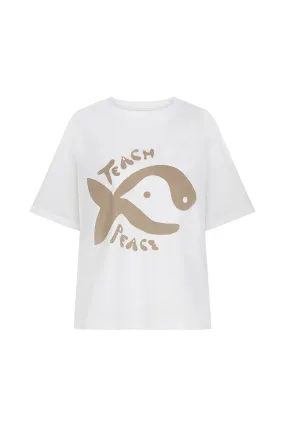 TEACH PEACE TEE - CREAM