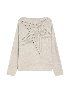 Thesupermade Star Cutout Dropped Shoulder Knit Sweater