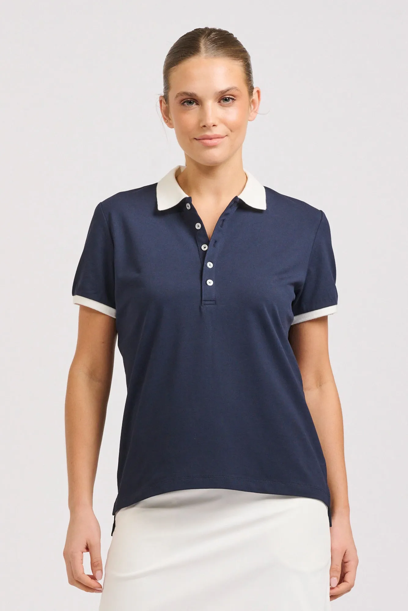 Wickham Navy Trim Cotton Polo