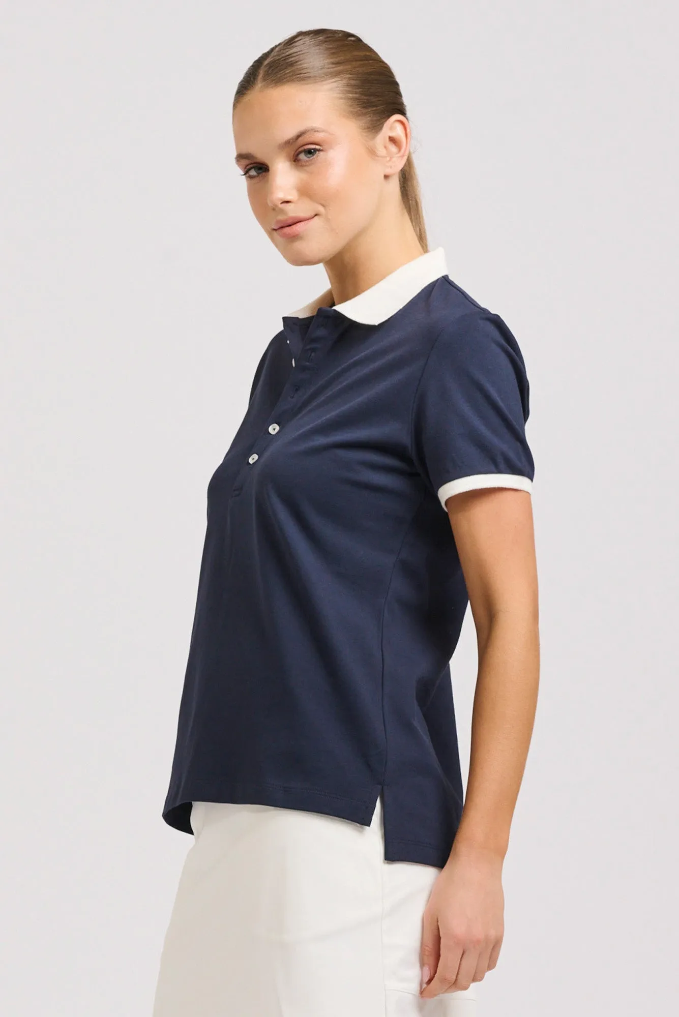 Wickham Navy Trim Cotton Polo