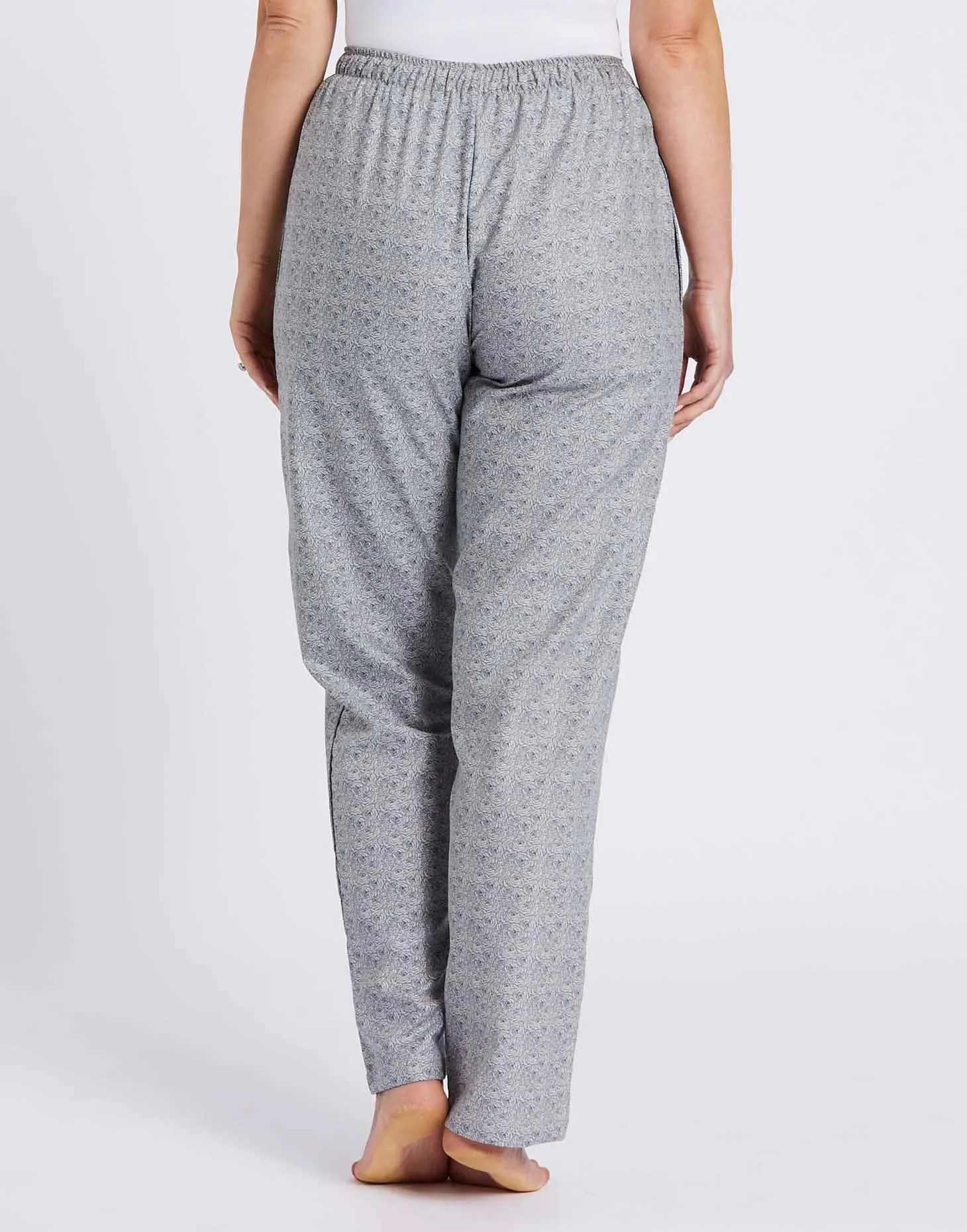 Women's Twill Cotton Pyjama Trousers – Earl Grey Rose Print