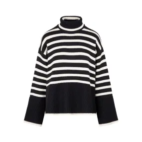 WOOL STRIPED TURTLE-NECK JUMPER